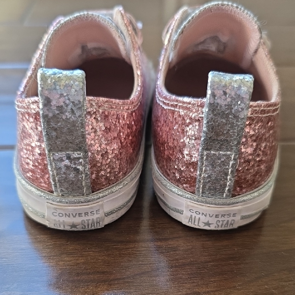 Converse Kids Glitter Pink and Silver All Star Sneakers Sz 9 - Picture 5 of 8